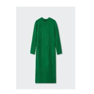 Mango green Ribbed Knit Sweater Dress